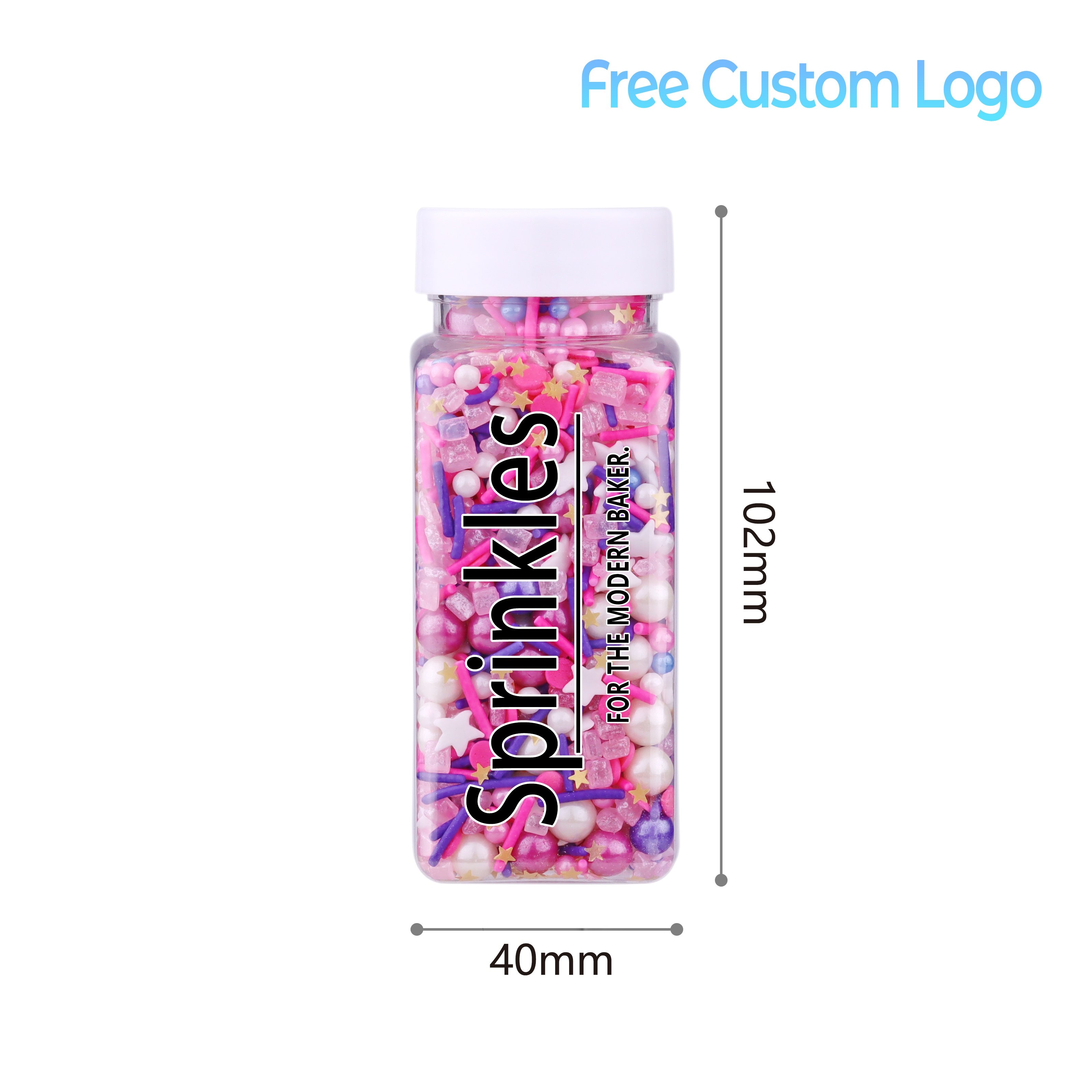 LOVEBAKERY Baby Girl Pink Sprinkles With Star Glitter For Ice Cream Chocolate Bakery Ingredients Sprinkles Cake Decorations
