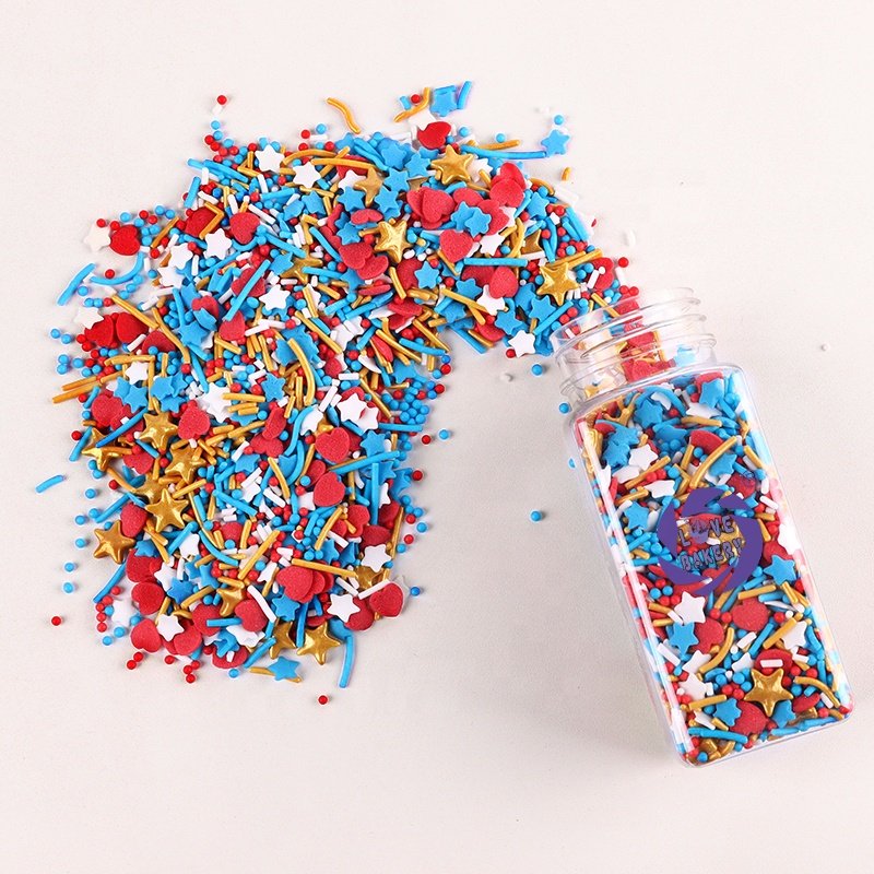 New Design Edible Golden Star Cake Decoration Flag Colour Candy Bakery Decoration Ingredients Sprinkles For Independence Day