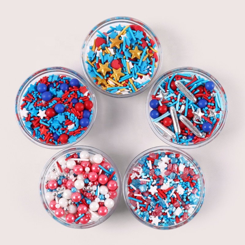 New Design Edible Golden Star Cake Decoration Flag Colour Candy Bakery Decoration Ingredients Sprinkles For Independence Day