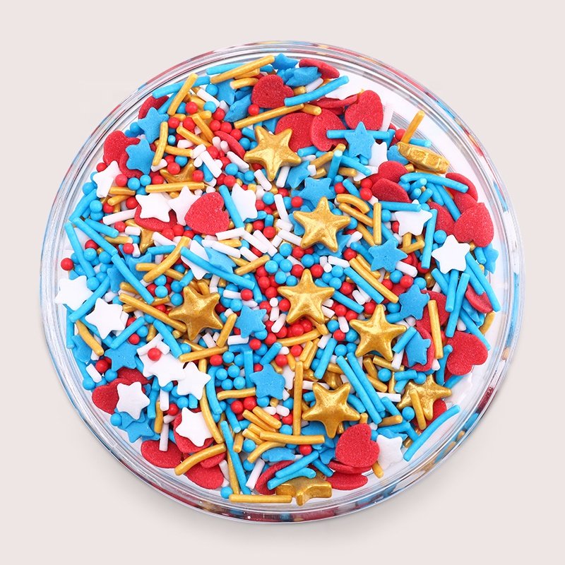 New Design Edible Golden Star Cake Decoration Flag Colour Candy Bakery Decoration Ingredients Sprinkles For Independence Day