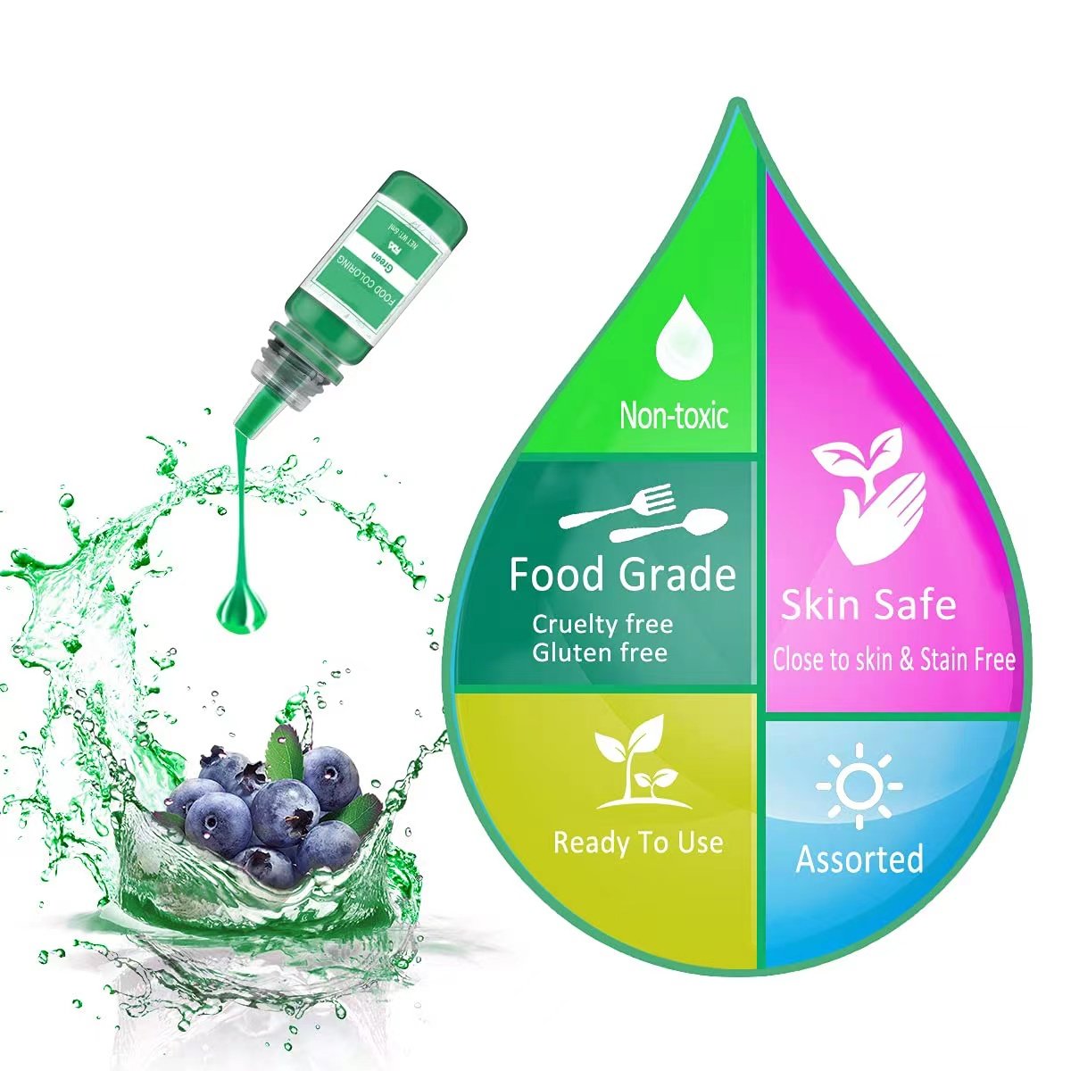 Colors Cake Food Coloring Liquid Vibrant Colors Edible Food Dye for Cake Decorating, Baking, Easter Egg,Fondant, Icing