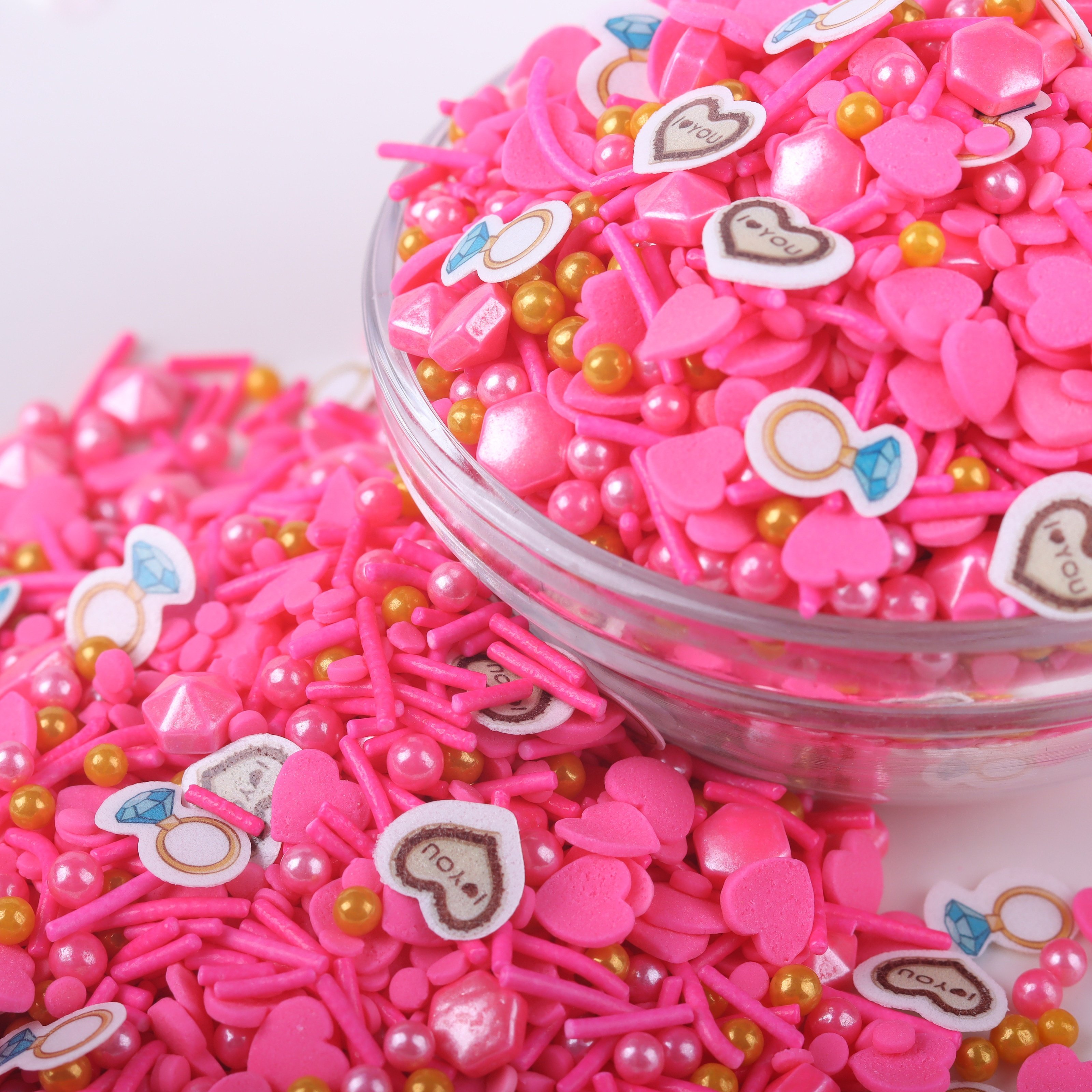Lovebakery Customized Edible Wafer Paper for Cakes Pink Sugar Sprinkles Kosher Sprinkles Comestibles Al Mayor for Valentines