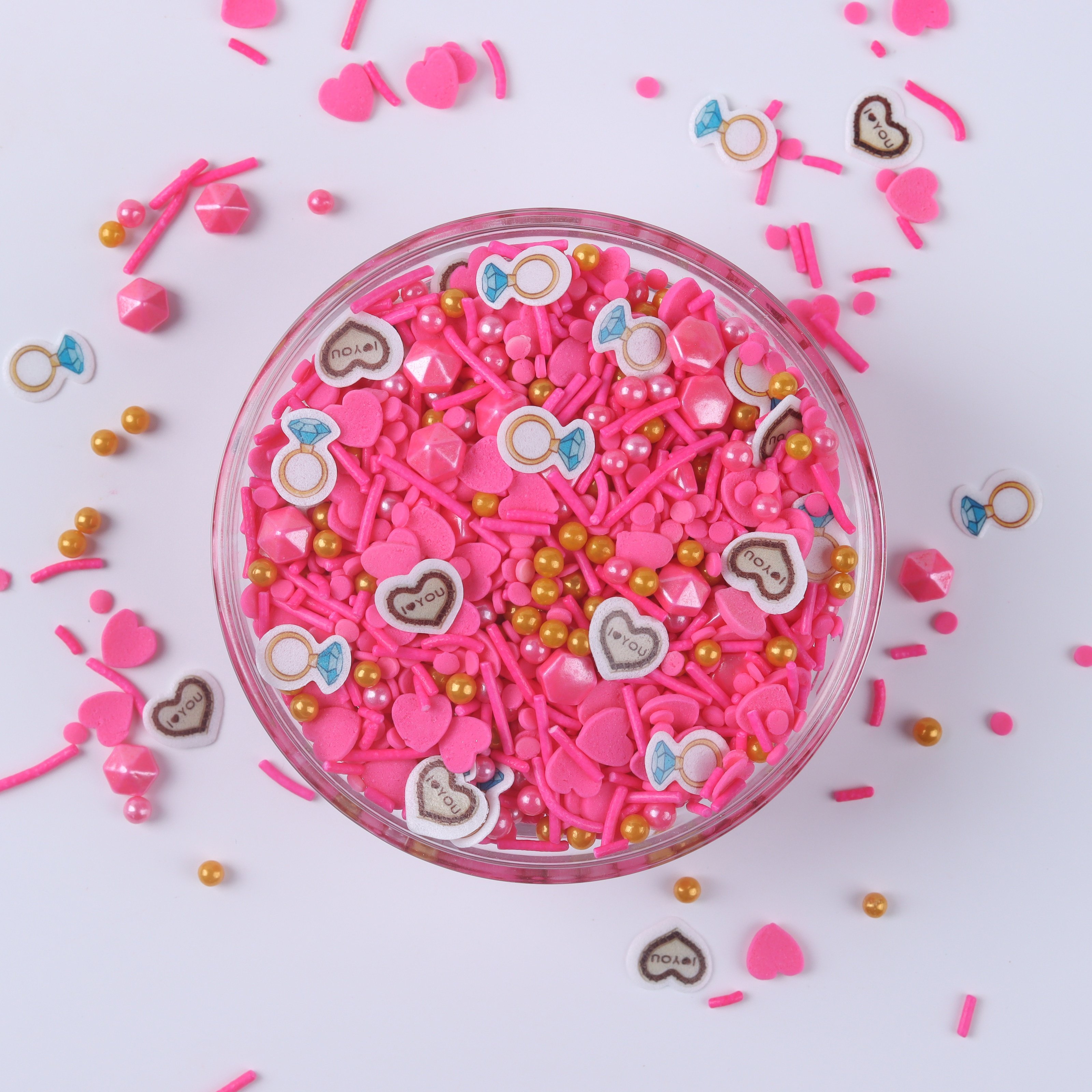 Lovebakery Customized Edible Wafer Paper for Cakes Pink Sugar Sprinkles Kosher Sprinkles Comestibles Al Mayor for Valentines