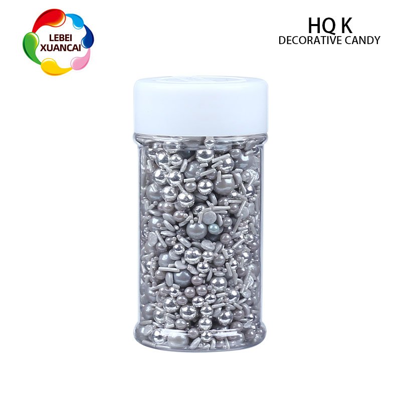 Golden and silvery artificial color and natural pigment edible sugar beads bakery ingredients manufacturer for cake decoration