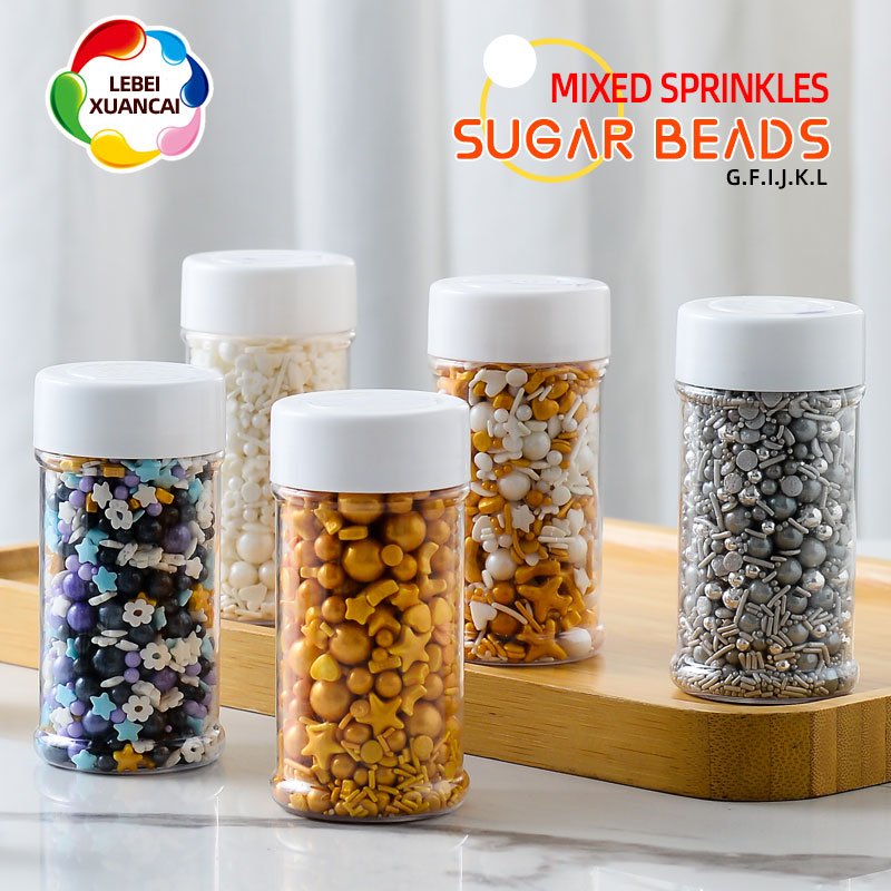 Golden and silvery artificial color and natural pigment edible sugar beads bakery ingredients manufacturer for cake decoration