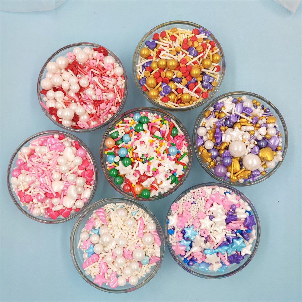 Kaibei Customized Edible Sprinkles for Cakes Pink Sugar Sprinkles halal Sprinkles Comestibles for Valentines Valentine Sprinkles