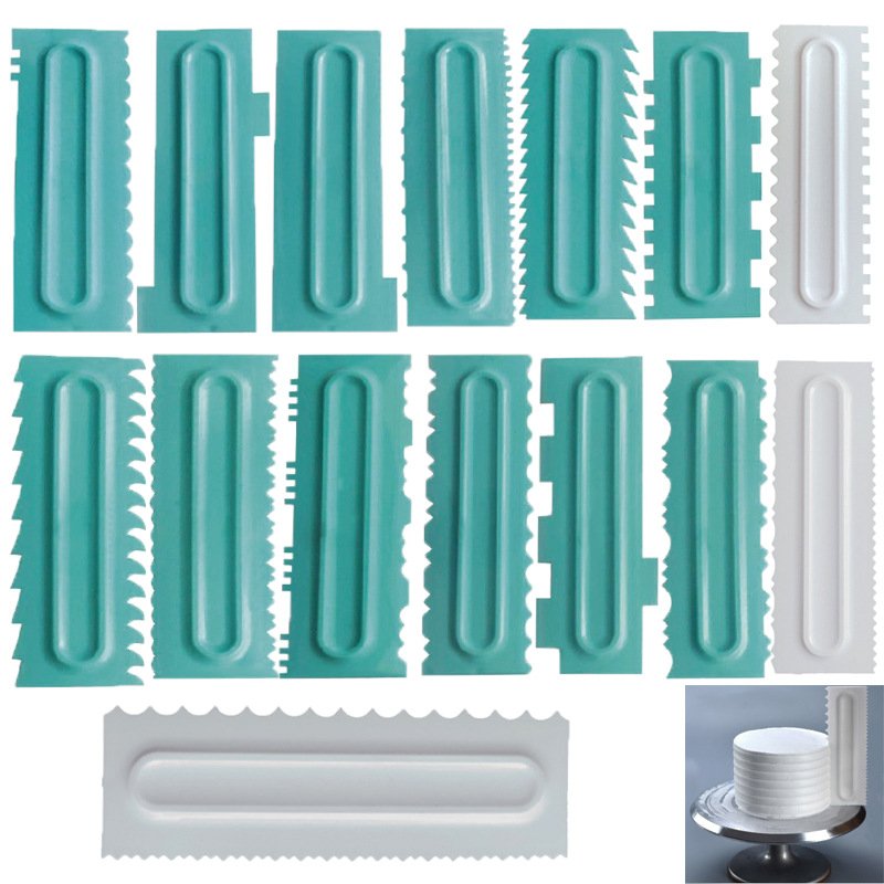 Cake Decorating Comb And Icing Scraper Tool Mousse Butter Cream Cake Edge DIY Tool Plastic Sawtooth Cake Fondant Icing Smoother