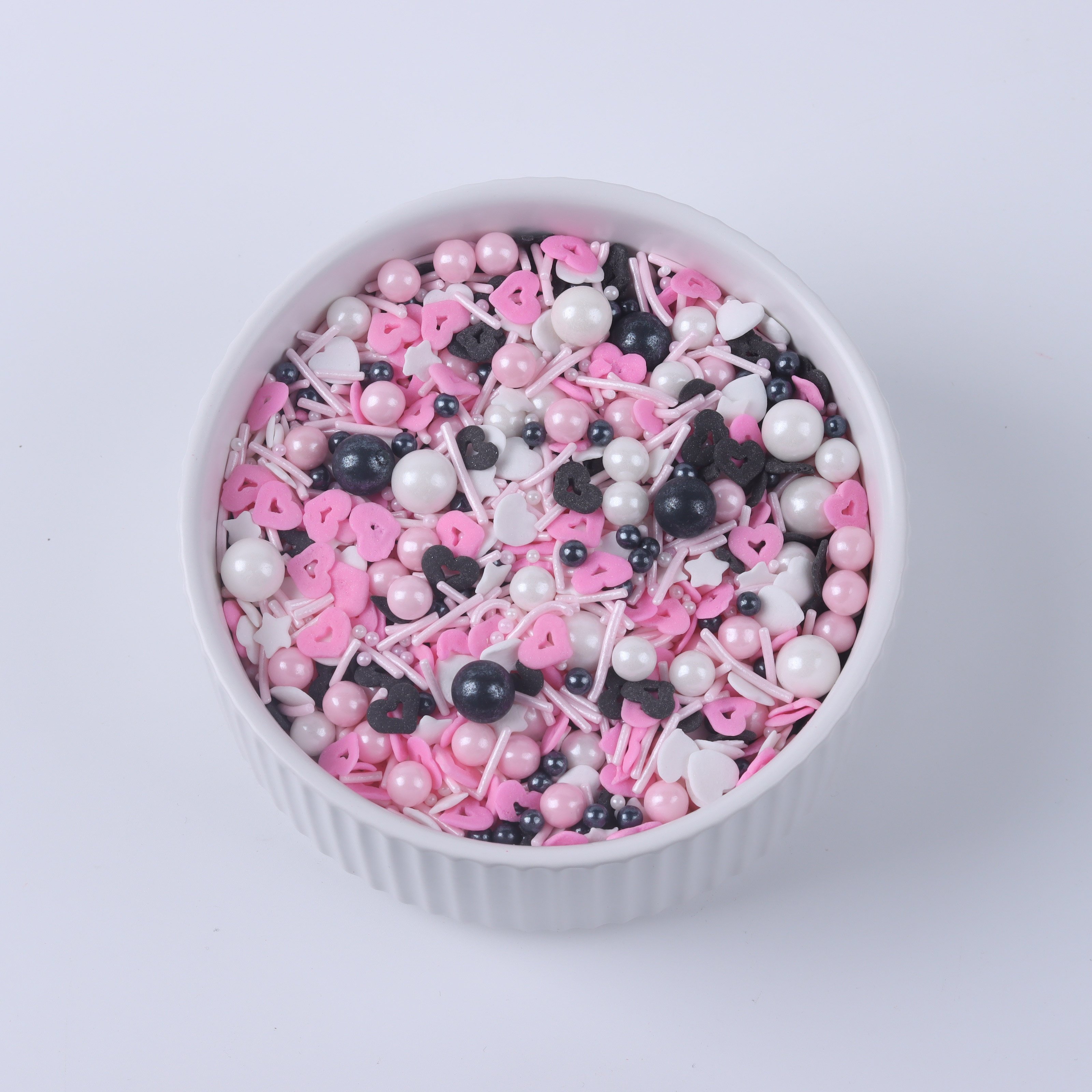 Lovebakery Valentine Cake Decoration Black Pink Sprinkles for Cake Bakery Decoration OEM Sprinkles Comestibles Al Mayor in Bulk