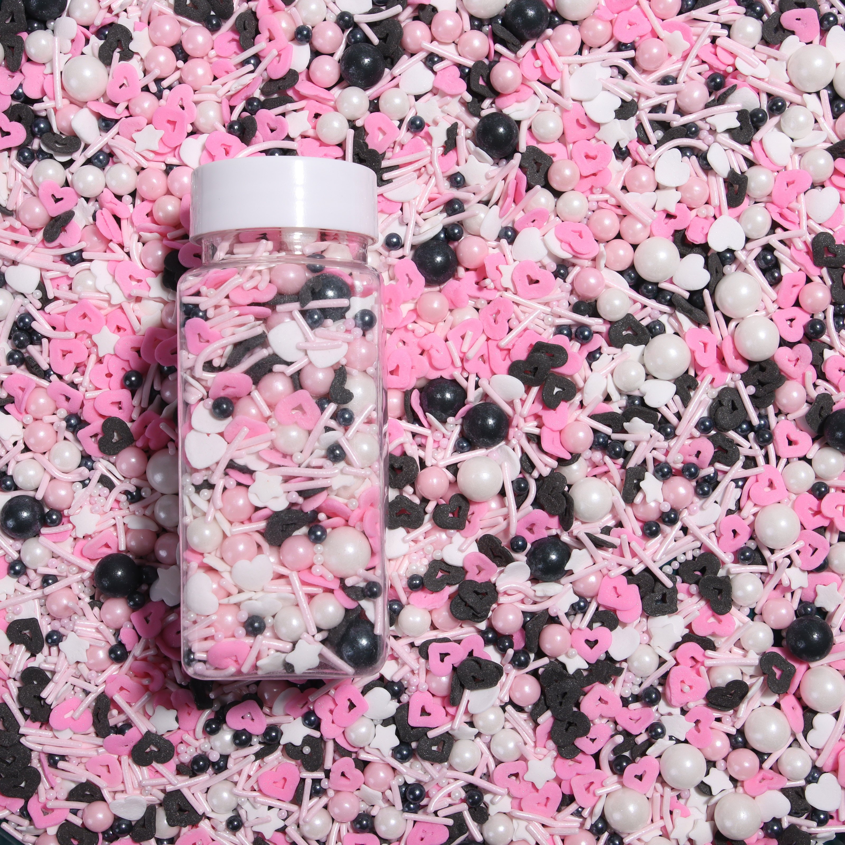 Lovebakery Valentine Cake Decoration Black Pink Sprinkles for Cake Bakery Decoration OEM Sprinkles Comestibles Al Mayor in Bulk