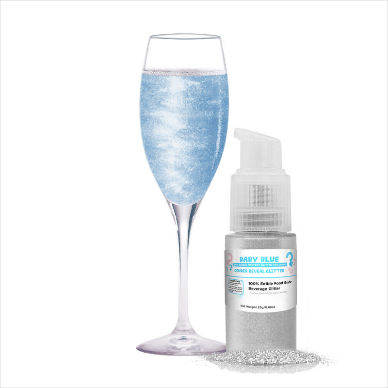 Baby Blue Gender Reveal Color Changing Edible Drink Glitter Food Additives for Mocktails Sodas Brewing