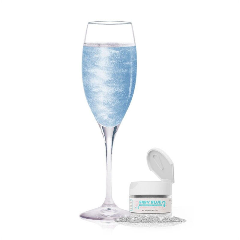 Baby Blue Gender Reveal Color Changing Edible Drink Glitter Food Additives for Mocktails Sodas Brewing