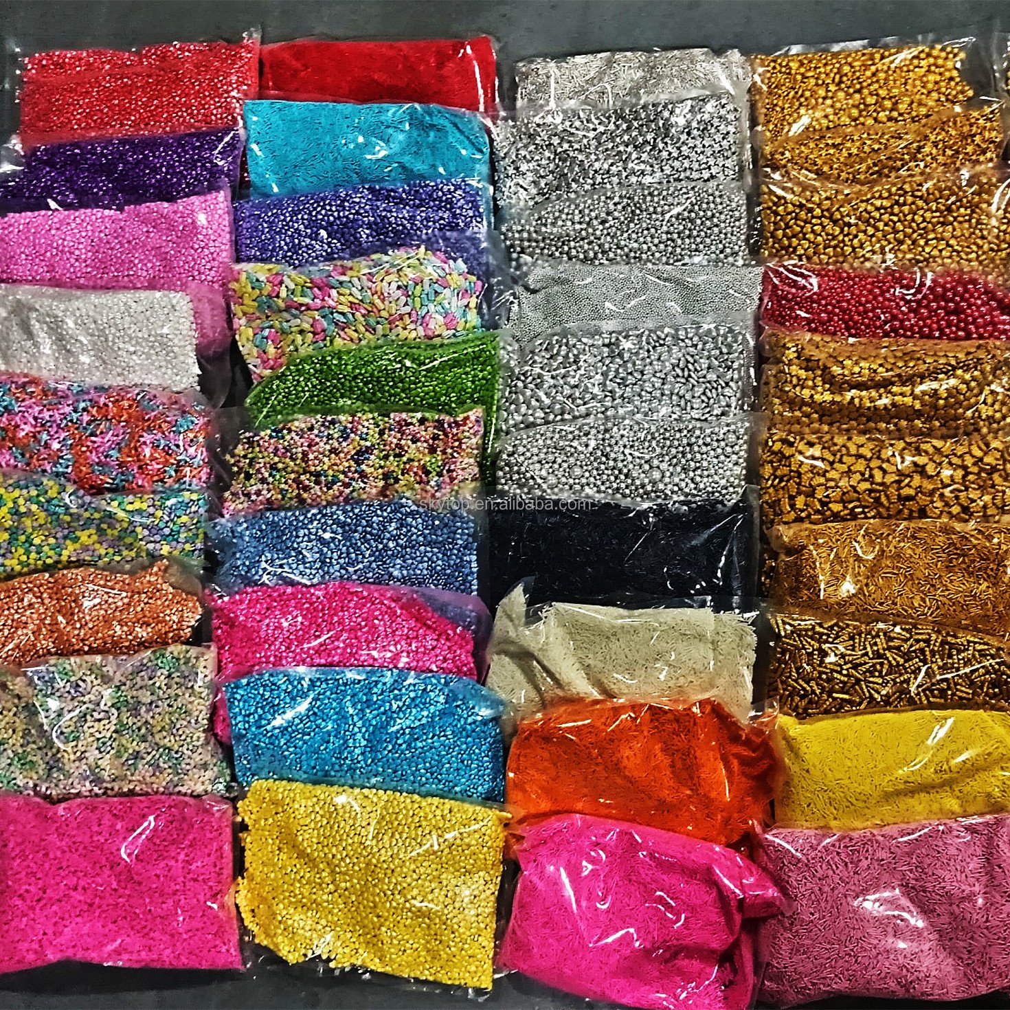 Edible colorful mix beads gold white pink blue purple mixed color sugar sprinkles cake supplies