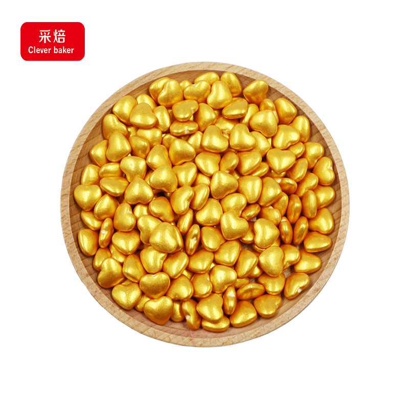 Edible Gold Sprinkles Bakery Solid Form Pearl Pattern Golden Heart Star Halal Cake Decorations Packaged Bottle Bag Sugar