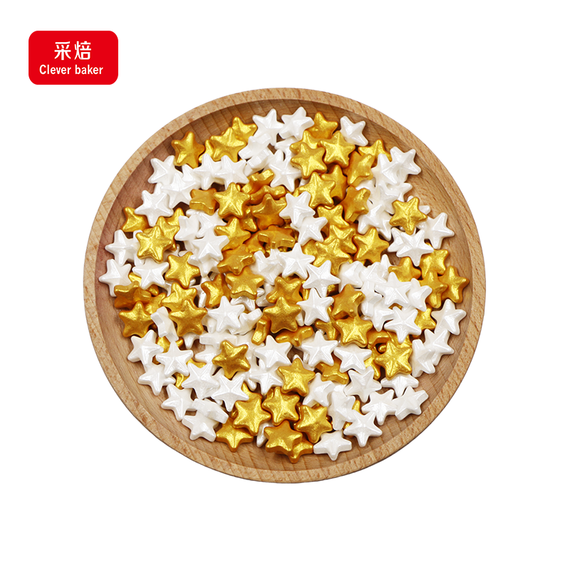 Edible Gold Sprinkles Bakery Solid Form Pearl Pattern Golden Heart Star Halal Cake Decorations Packaged Bottle Bag Sugar