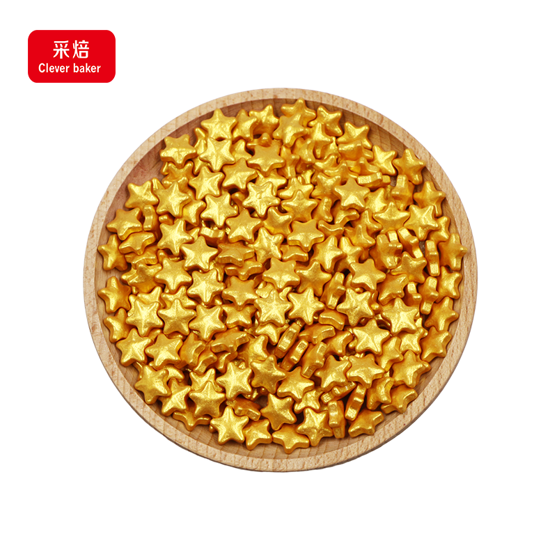 Edible Gold Sprinkles Bakery Solid Form Pearl Pattern Golden Heart Star Halal Cake Decorations Packaged Bottle Bag Sugar