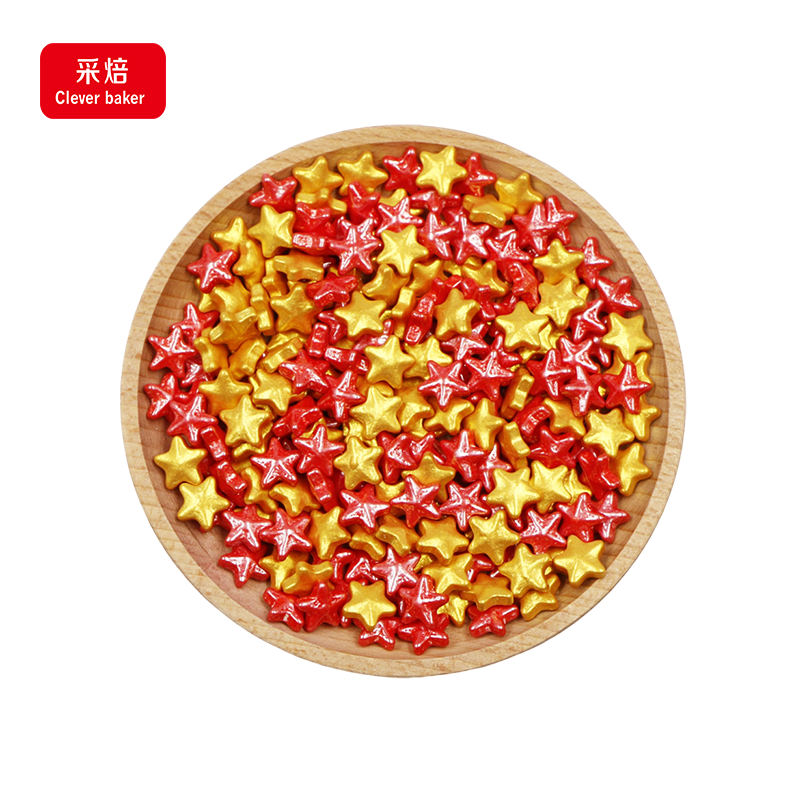 Edible Gold Sprinkles Bakery Solid Form Pearl Pattern Golden Heart Star Halal Cake Decorations Packaged Bottle Bag Sugar