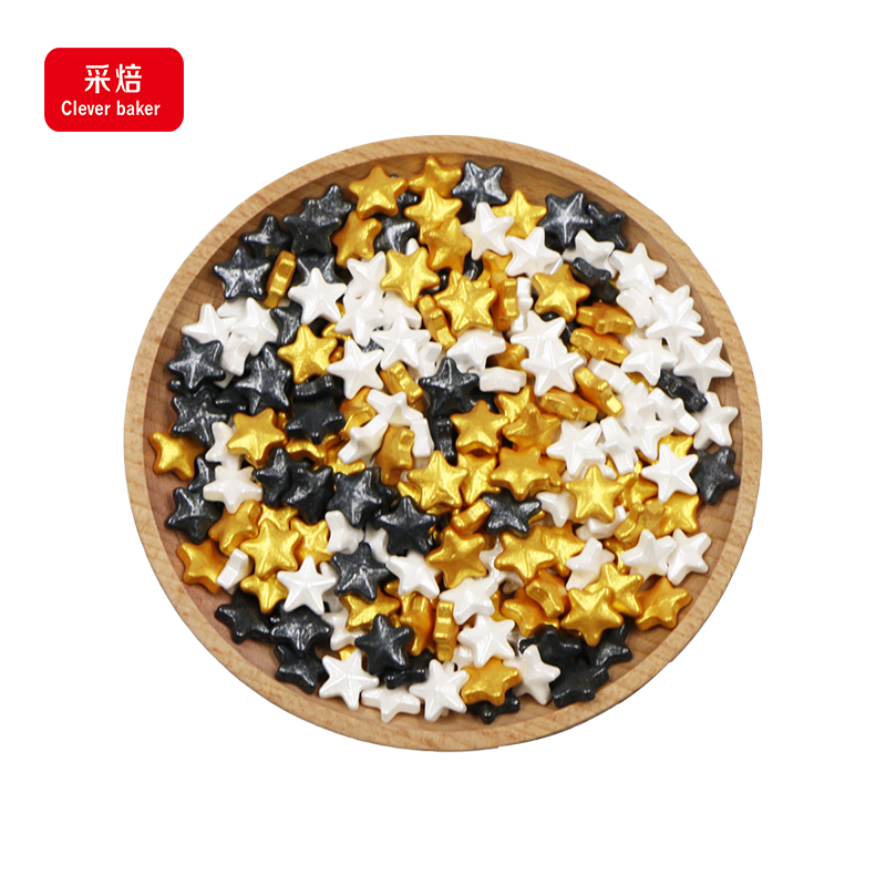 Edible Gold Sprinkles Bakery Solid Form Pearl Pattern Golden Heart Star Halal Cake Decorations Packaged Bottle Bag Sugar