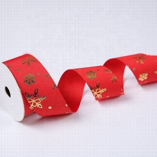 Gold Stamping decorative Snow Cake 25mm 38mm Grosgrain Christmas For Gift Wrap