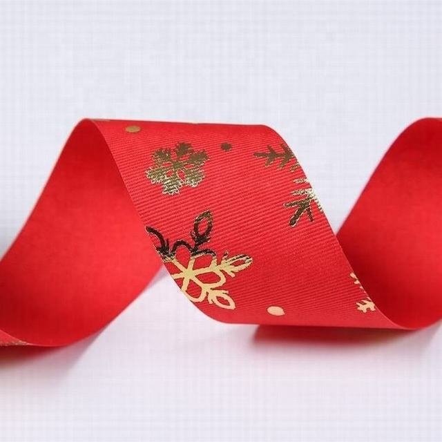 Gold Stamping decorative Snow Cake 25mm 38mm Grosgrain Christmas For Gift Wrap