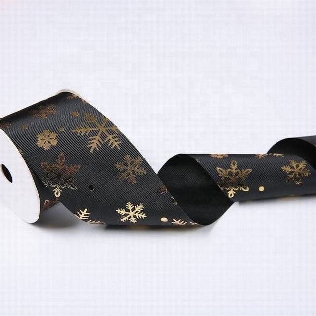 Gold Stamping decorative Snow Cake 25mm 38mm Grosgrain Christmas For Gift Wrap