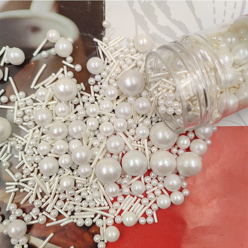 White Edible Sprinkles For Cake Beads Pearl Sugar Ball Fondant Diy Baking Candy Wedding Cake Decoration Tool