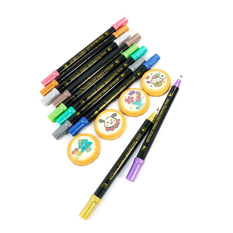 Dual Tipped Metallic Edible Ink Decorating Pen Perfect for Royal Icing Fondant and Gumpaste