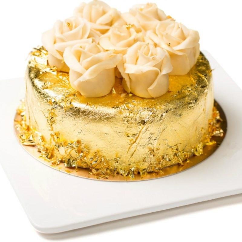 24K Edible Gold Leaf Sheets Made of 99.99% Pure Gold Size 4x4cm Used in Beauty Routine and Makeup, Bakery, Cake and Pastry eg.