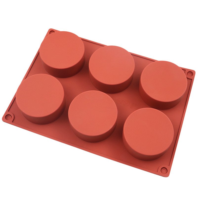 Hot Selling 6 Hole Round Cake Mold Silicone Baking Tools Chocolate Cookie Silicone Mold