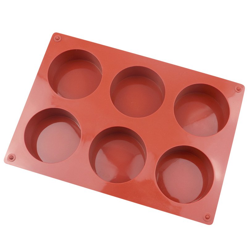 Hot Selling 6 Hole Round Cake Mold Silicone Baking Tools Chocolate Cookie Silicone Mold