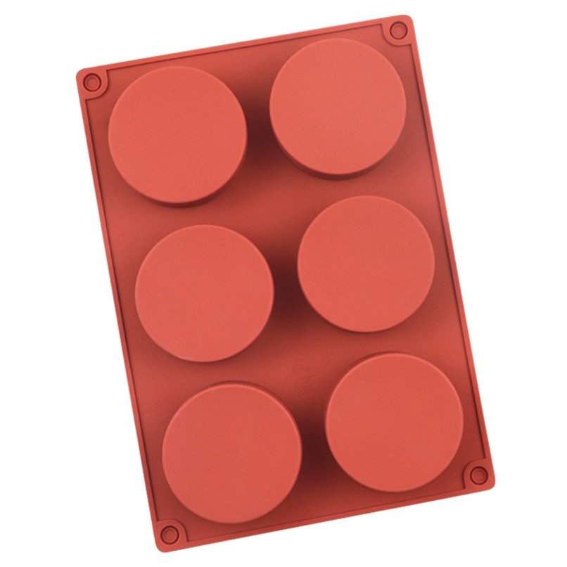 Hot Selling 6 Hole Round Cake Mold Silicone Baking Tools Chocolate Cookie Silicone Mold