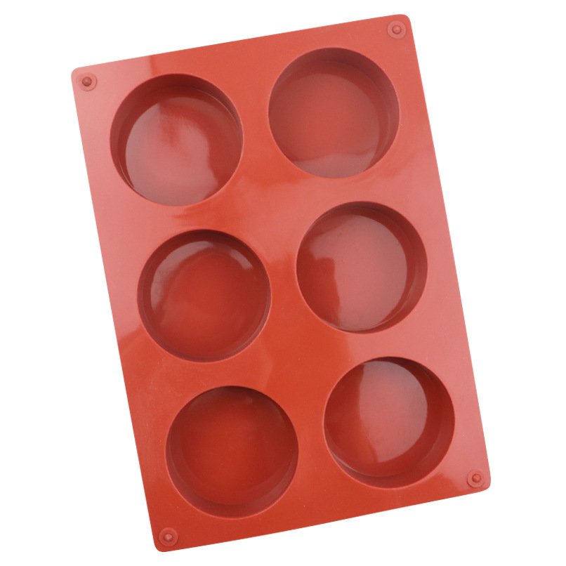 Hot Selling 6 Hole Round Cake Mold Silicone Baking Tools Chocolate Cookie Silicone Mold