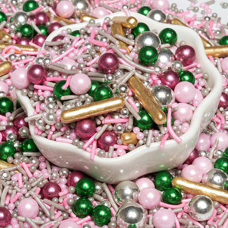 2024 Luxury Edible Cupcake Decorated Sugar Beads Gold Sugar Needle Silver Cake Baking Sprinkles Gold Ball For Cake Decoration