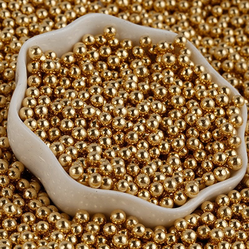 2mm 4mm 7mm 10mm 14mm Gold Color Round Sugar Beads Sprinkles