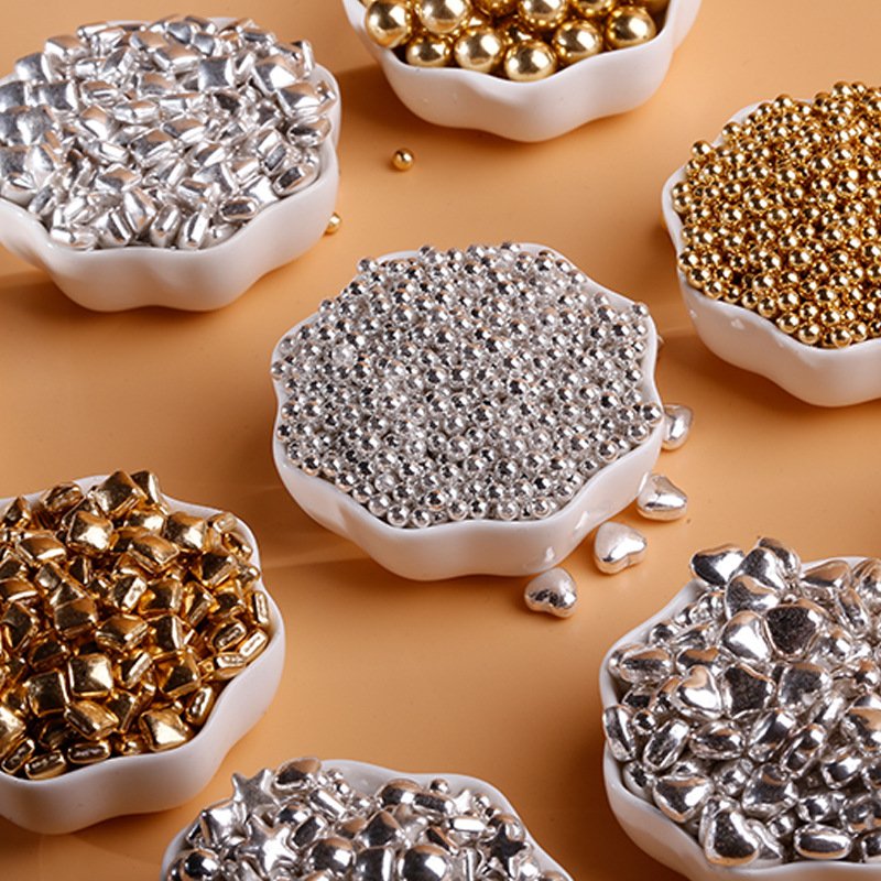 2mm 4mm 7mm 10mm 14mm Gold Color Round Sugar Beads Sprinkles