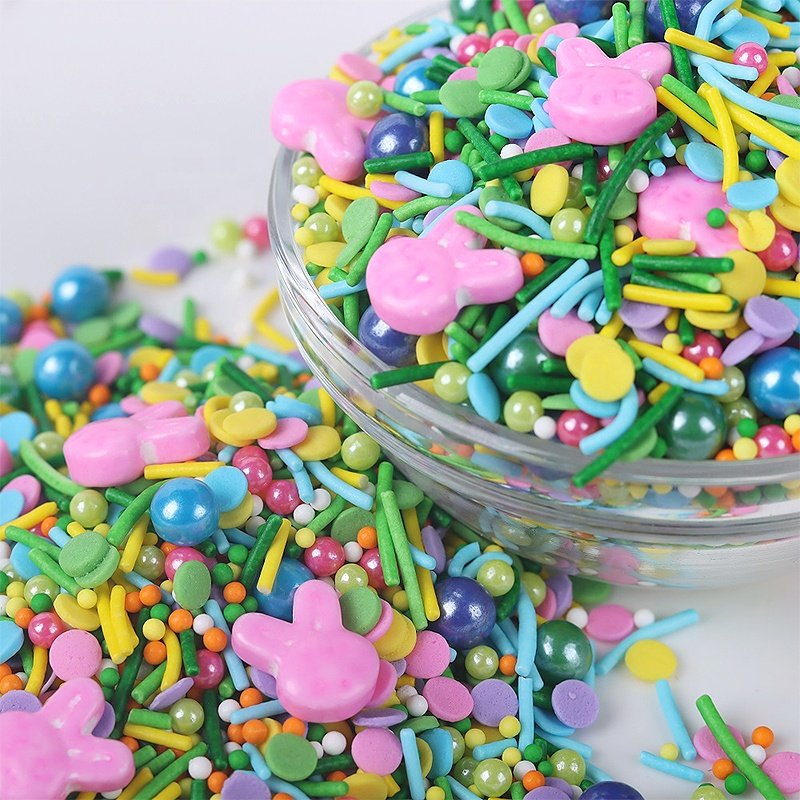 Colourful edible green rabbit candy sugar beads sprinkles cake decorations for valentine barkey