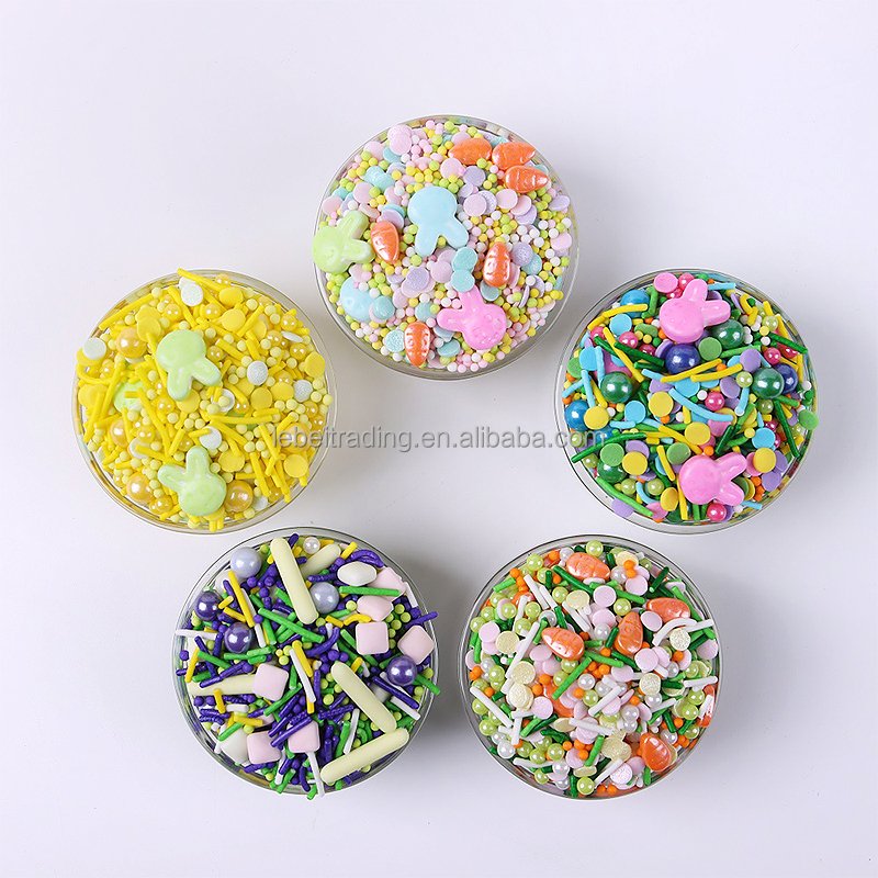 Colourful edible green rabbit candy sugar beads sprinkles cake decorations for valentine barkey