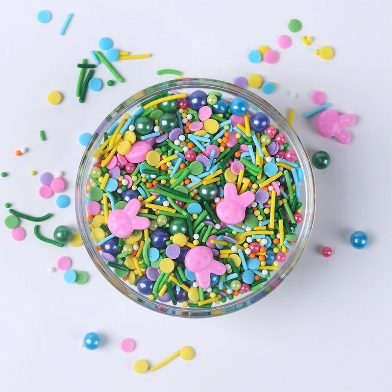 Colourful edible green rabbit candy sugar beads sprinkles cake decorations for valentine barkey