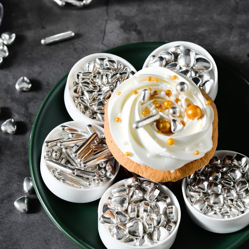 Factory direct mix edible molded candy pearl color silver shiny sprinkle rod in 85g bottle bakery decoration ingredients