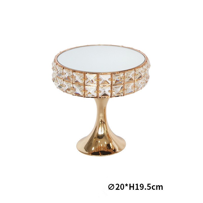 Luxury Wedding Metal Cake Display Stand Metal Cake Pedestal Snack Tray With Mirror Crystal Baking Party For Decor Ceramic