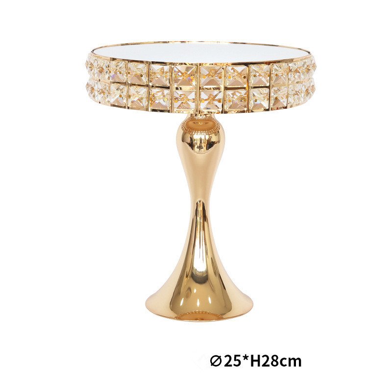 Luxury Wedding Metal Cake Display Stand Metal Cake Pedestal Snack Tray With Mirror Crystal Baking Party For Decor Ceramic