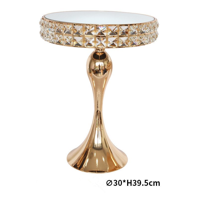 Luxury Wedding Metal Cake Display Stand Metal Cake Pedestal Snack Tray With Mirror Crystal Baking Party For Decor Ceramic