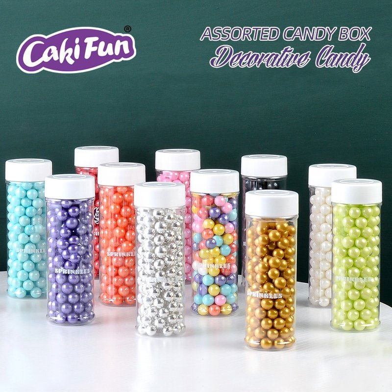 Cakifun 12 Colors 10 mm Natural Shimmer Sugar Beads For Cookies Bakery Ingredients Edible Sprinkles Cake Decorations