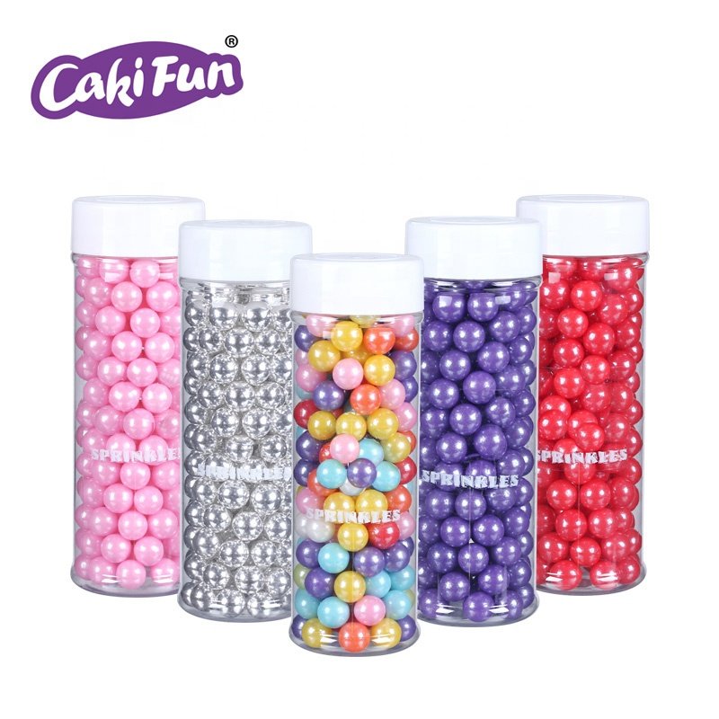 Cakifun 12 Colors 10 mm Natural Shimmer Sugar Beads For Cookies Bakery Ingredients Edible Sprinkles Cake Decorations
