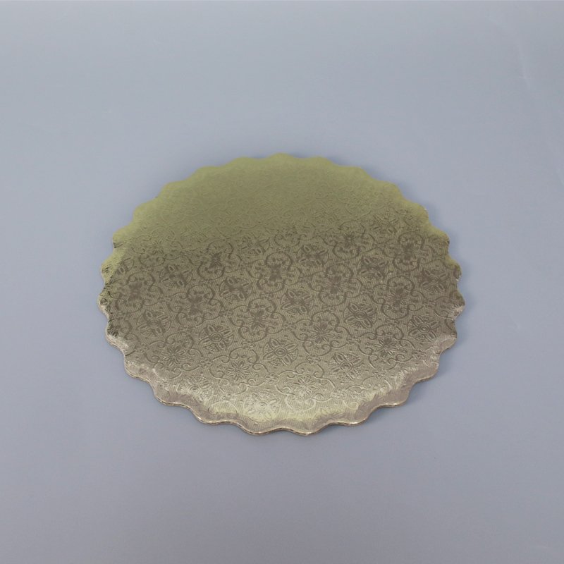 Food Grade Disposable Paper 1/4 Rectangulae Gold Laminated Corrugated Top Scalloped Cake Circles Board