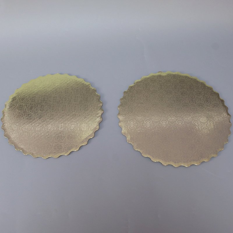 Food Grade Disposable Paper 1/4 Rectangulae Gold Laminated Corrugated Top Scalloped Cake Circles Board