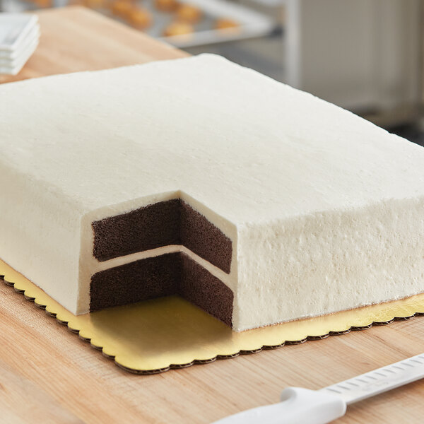 Food Grade Disposable Paper 1/4 Rectangulae Gold Laminated Corrugated Top Scalloped Cake Circles Board