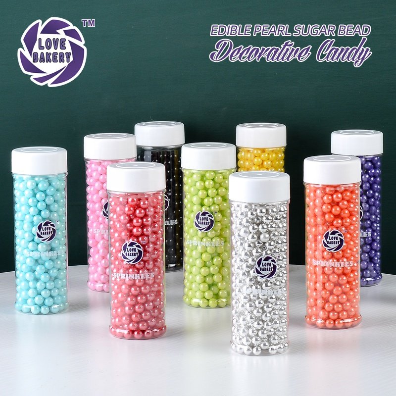 Love Bakery 12 Colors 7mm Natural Shimmer Sugar Pearls For Cookies Bakery Ingredients Edible Sprinkles Cake Decorations