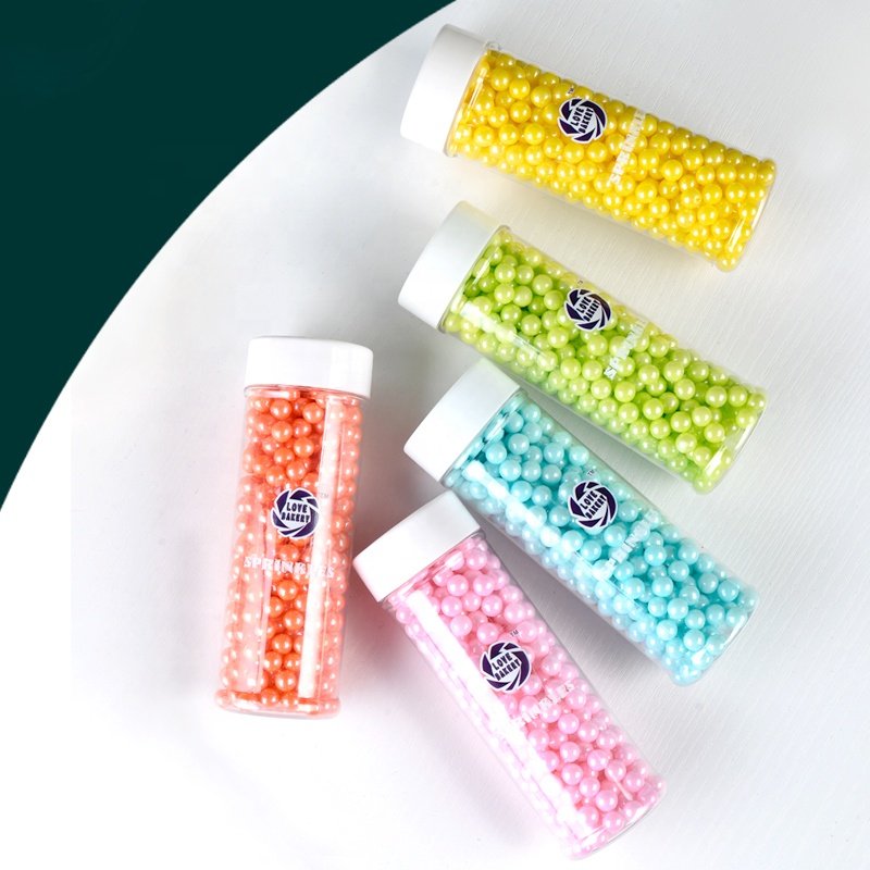 Love Bakery 12 Colors 7mm Natural Shimmer Sugar Pearls For Cookies Bakery Ingredients Edible Sprinkles Cake Decorations