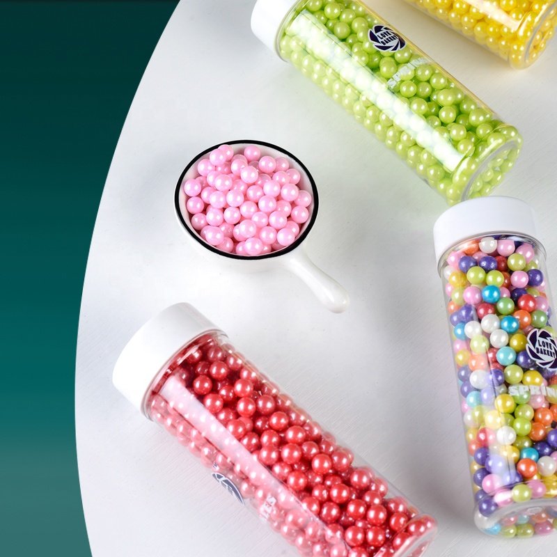 Love Bakery 12 Colors 7mm Natural Shimmer Sugar Pearls For Cookies Bakery Ingredients Edible Sprinkles Cake Decorations