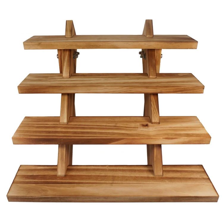 4 Tier Farmhouse Retail Display Tabletop Riser Wood Cake Stand for Food Party Wedding Bakery